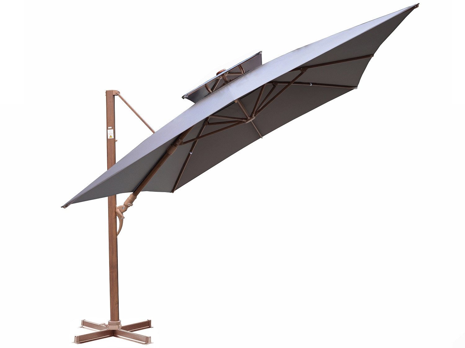 Gardissimo Ampelschirm Ampelschirm mit Ständer Marbella 300x400 cm anthrazit, Holz-Optik, LxB: 300x400 cm, Spar-Set, inkl. Plattenständer, UV-Schutz 50+, 360 Grad drehbar, axial verstellbar
