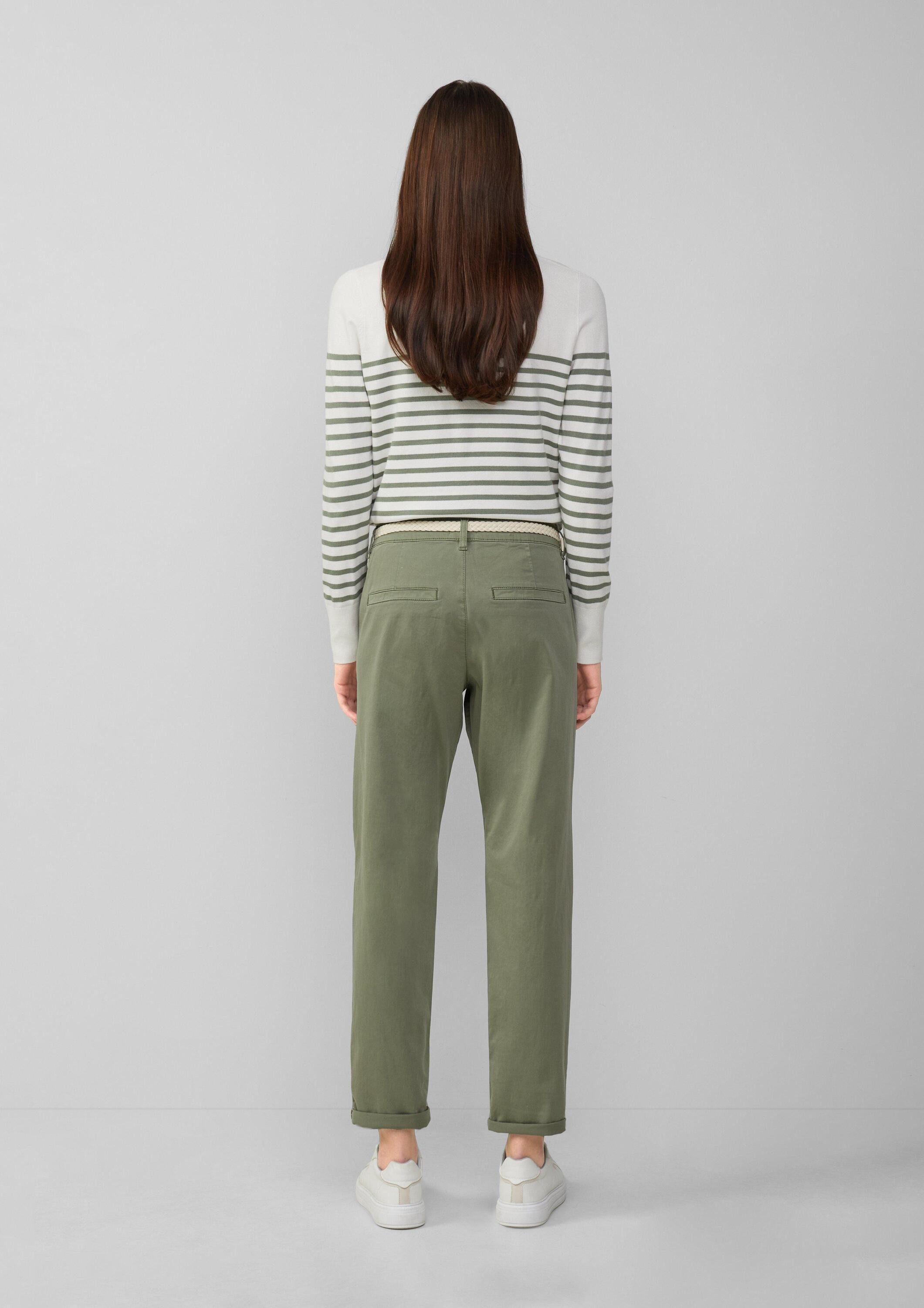 s.Oliver Chinos Hose CHINO Chino mit geflochtenem Gürtel und Garment Dye
