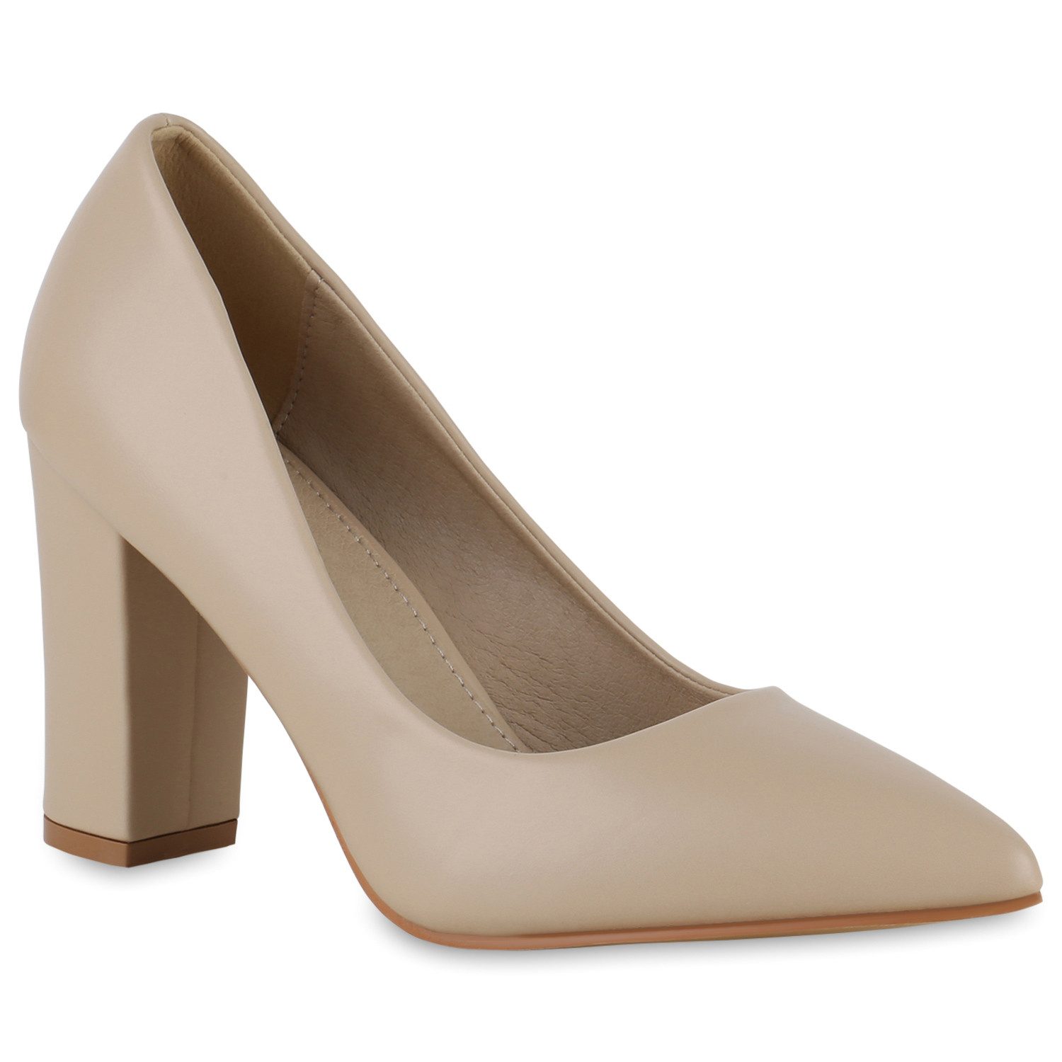 VAN HILL 20834139 KY L959 Damen Pumps Beige 39 Pumps Damen Spitze Pumps Blockabsatz Klassische Basic Absatz-