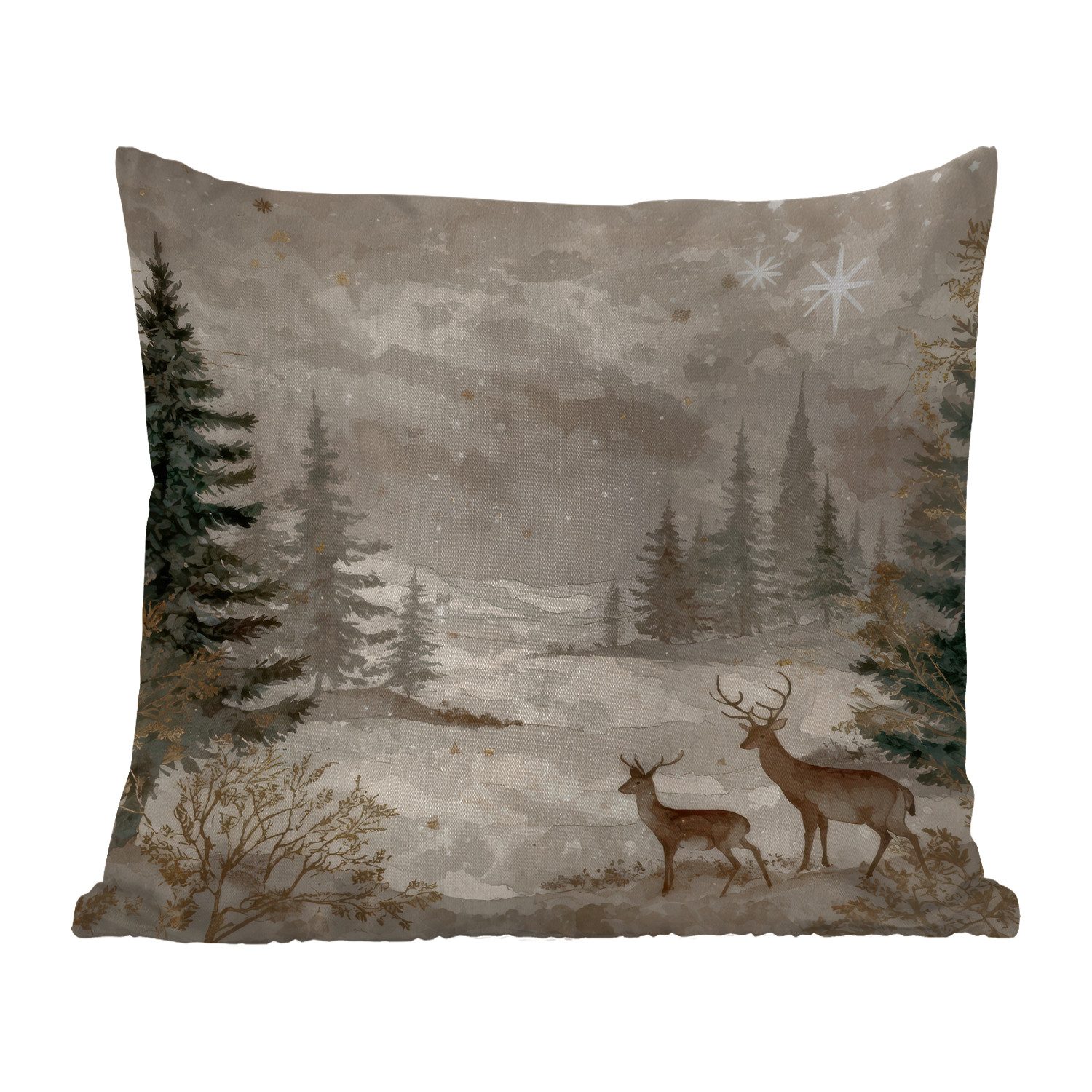 MuchoWow Dekokissen Wald - Hirsche - Winter - Schnee, Kissenbezüge, Kissenh günstig online kaufen