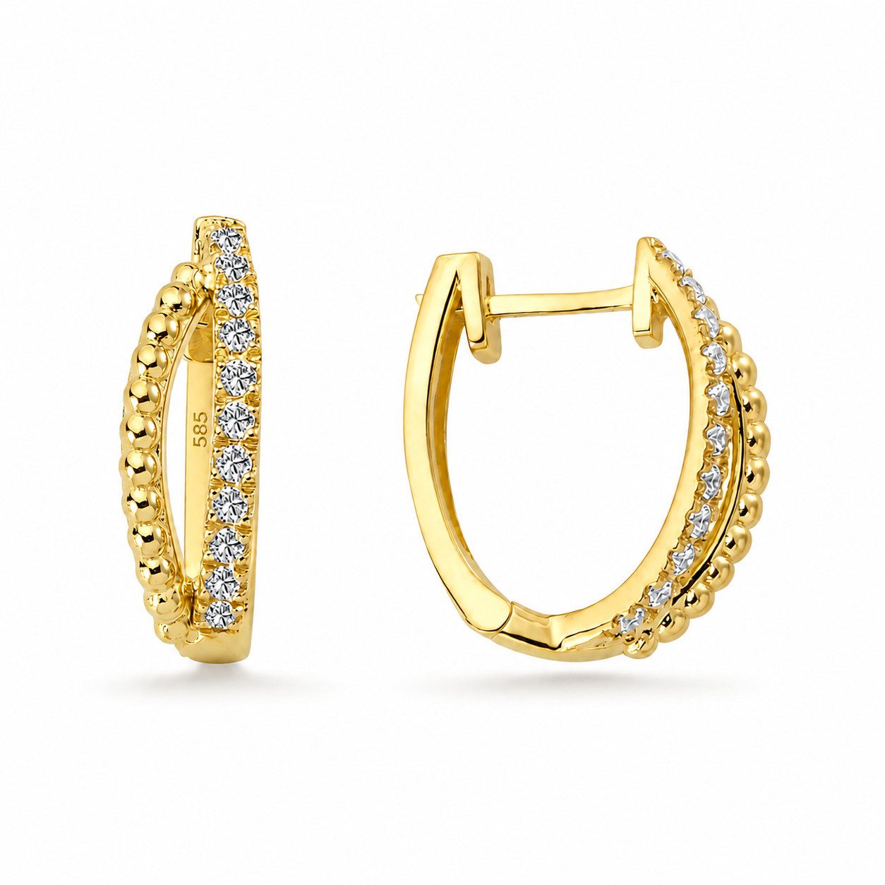 EinStein Diamant Paar Creolen Creolen Diamanten Brillant Schliff Ohrringe 14 Karat 585'er Gelbgold, Creolen Diamanten Brillant Schliff Ohrringe 14 Karat 585'er Gelbgold