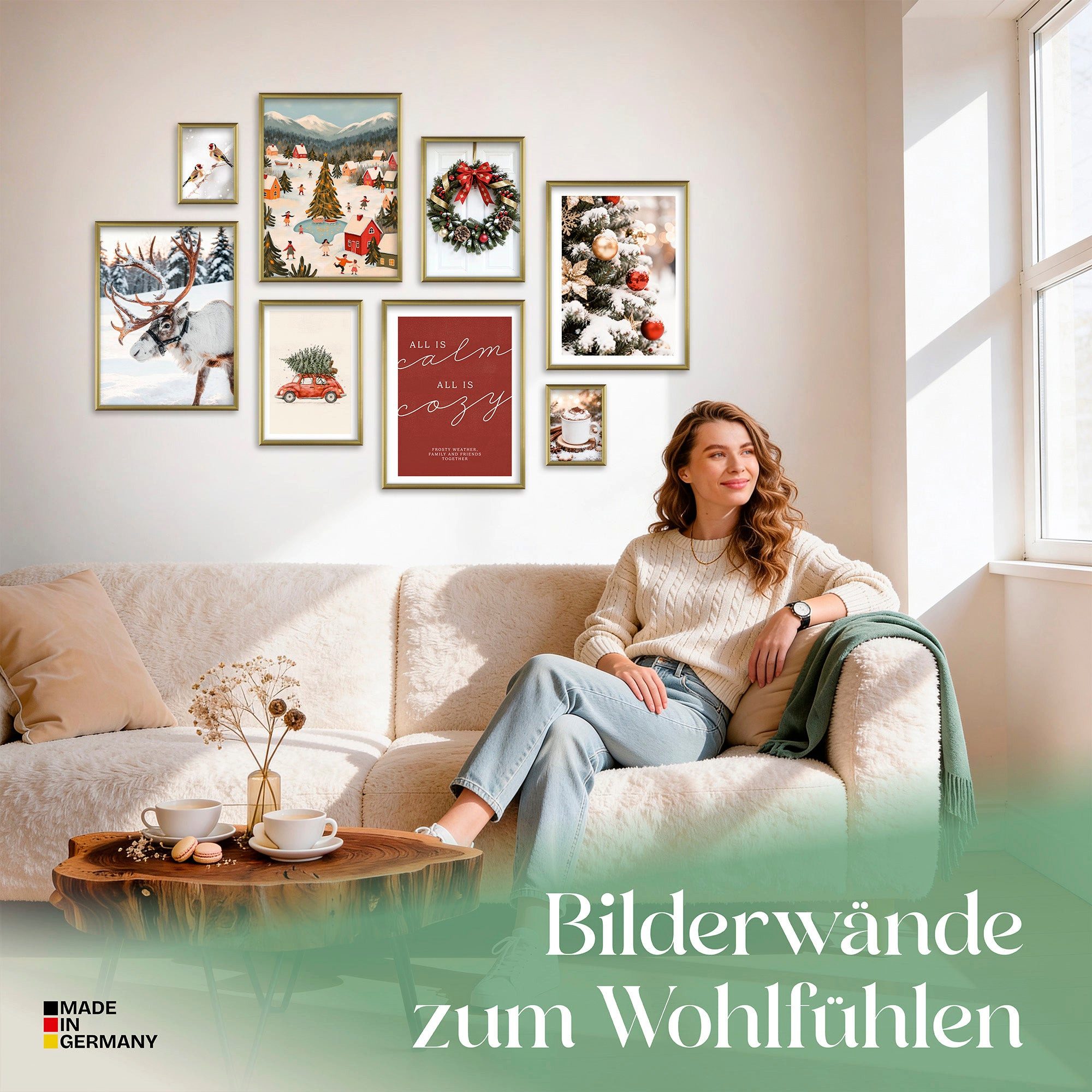 ARTFAVES Bilder-Collage Poster Set Christmas Holidays I mehrteilige Bilderwand I Wandbilder We, (Wandbilder modern, 8 St)