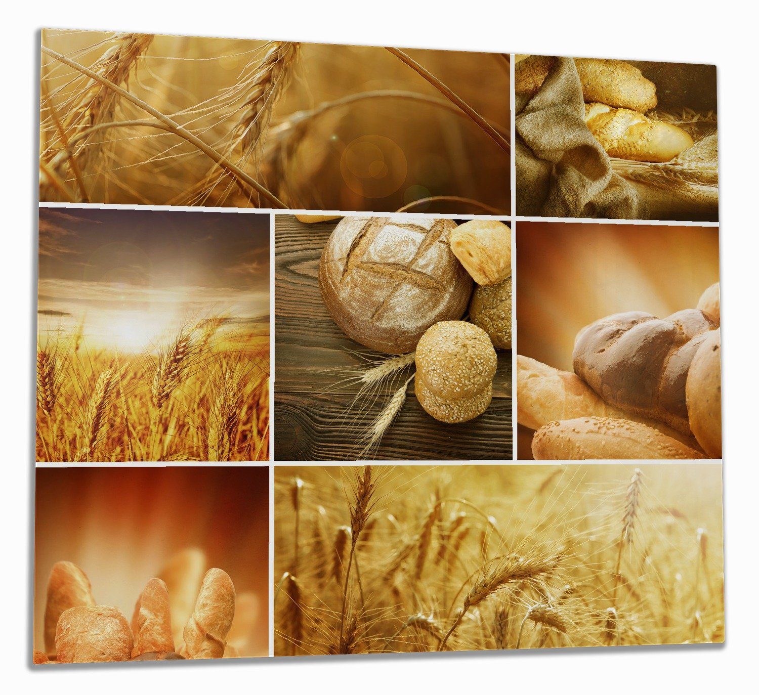 Brotsorten Weizen, Größen Getreide 5mm tlg., inkl. (Glasplatte, 1 Herd-Abdeckplatte Wallario und aus Noppen), ESG-Sicherheitsglas, verschiedene