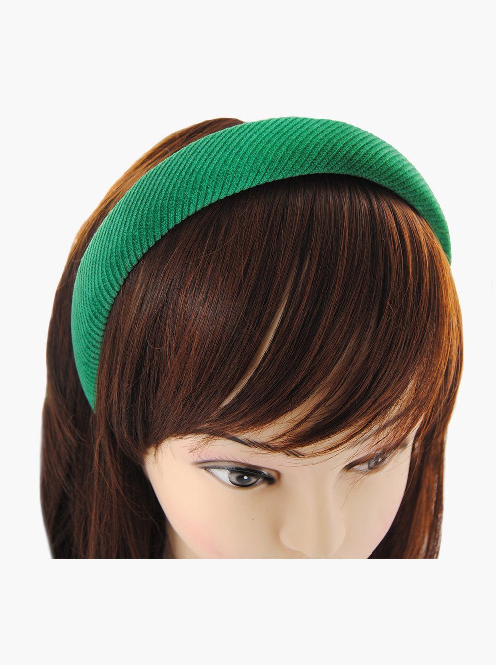 axy Haarreif Haarband Vintage mit Haareifen Stoff gepolstertes Damen Breiter Haarreif Cord, Grün