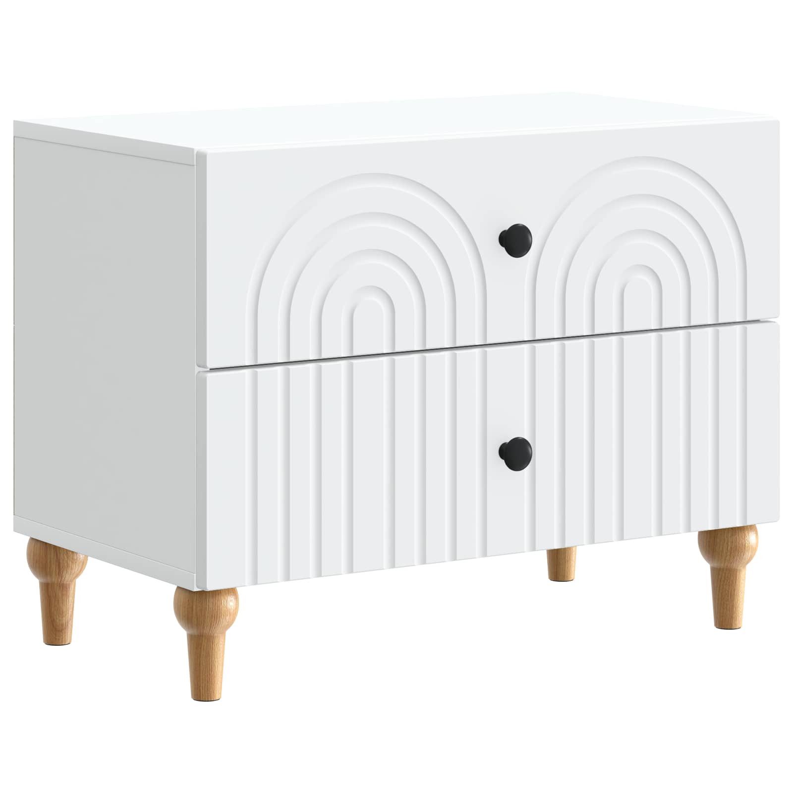 Nachttisch Nachttisch mit Schubladen Weiß 62 x 34,5 x 48 cm Holzwerkstoff