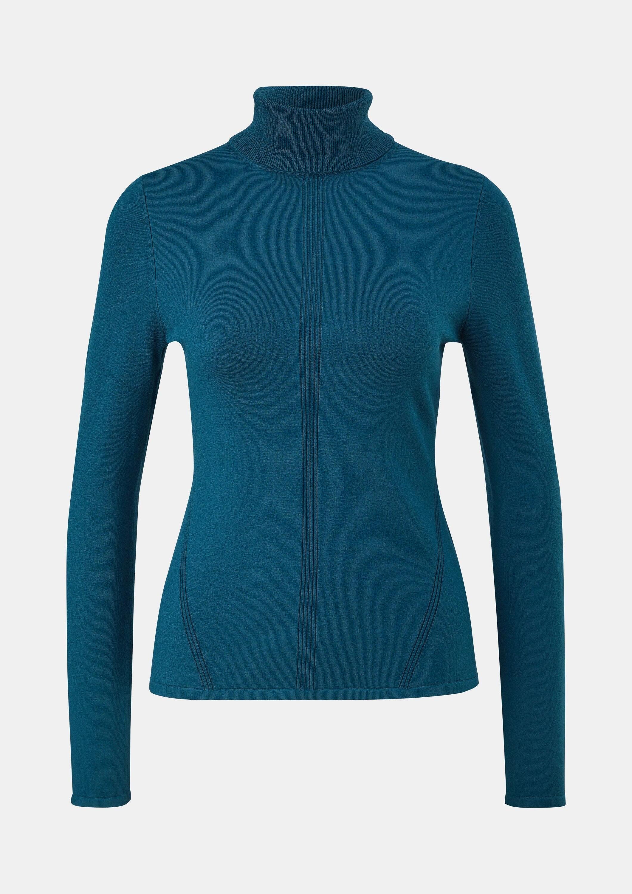 comma Longpullover Strickpullover Rollkragenpullover aus Viskosemix