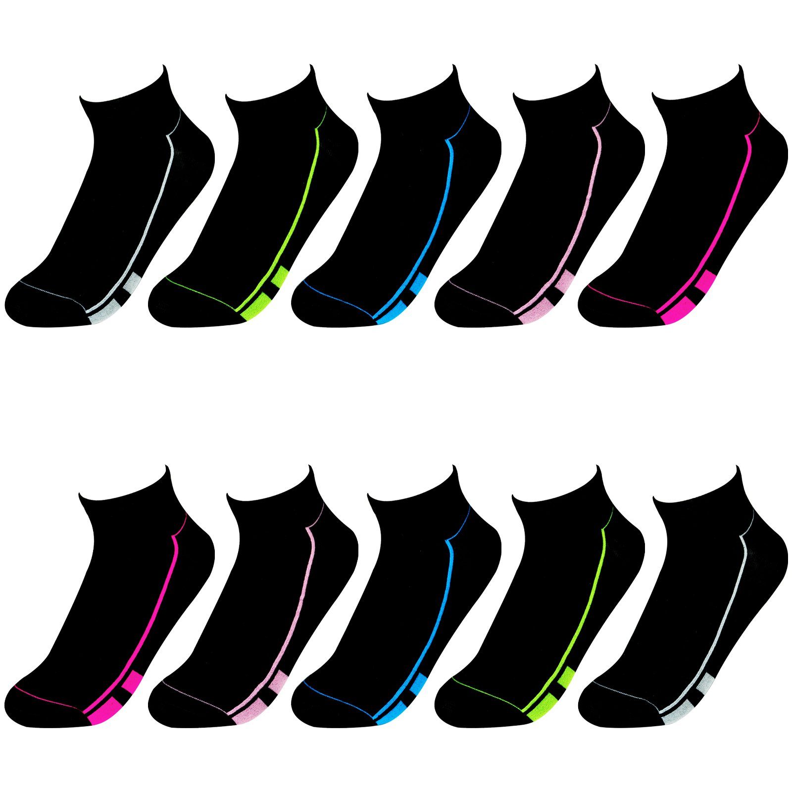 TEXEMP Sneakersocken Freizeit Sneaker Damen Langlebig Paar Sport Baumwolle Kurzsocken Schwarz Füßlinge & Robust Socken & 6-Paar) Quarter 6 36 Kinder (Packung, bis