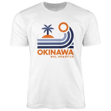 Neverless Print-Shirt Herren T-Shirt Japan Okinawa Schriftzug Retro Palme Welle Fashion Streetstyle Neverless® mit Print