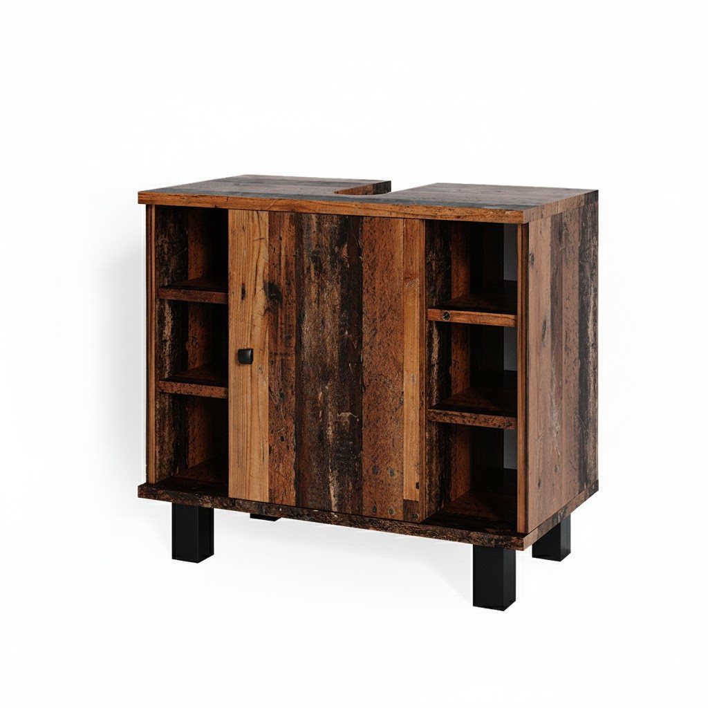 Vicco Waschbeckenunterschrank Fynn, Antikholz, 60 x 54 cm (kein Set, 1-St)