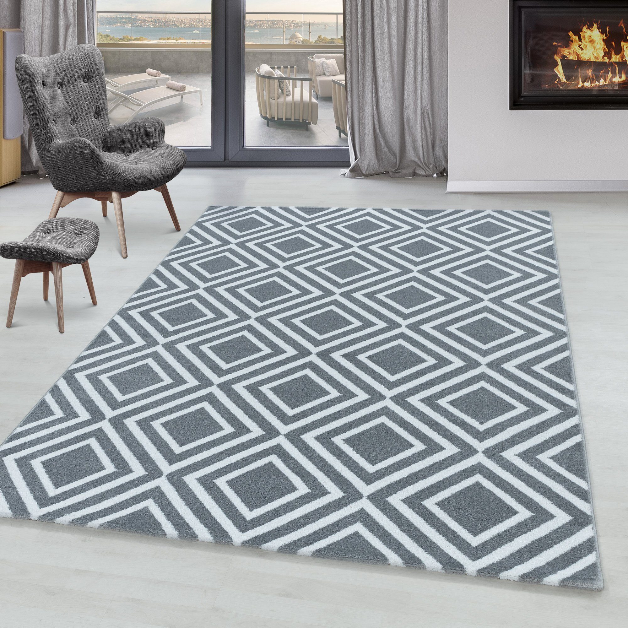 SIMPEX24 Designteppich Geometrisch Design, Läufer, Höhe: günstig online kaufen
