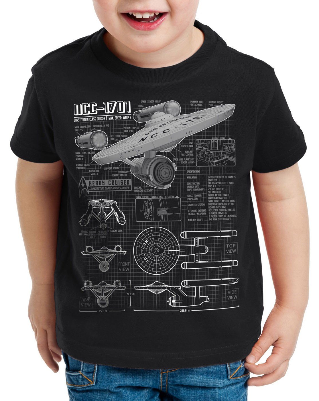 style3 Print-Shirt Kinder T-Shirt NCC-1701 christopher pike trek trekkie star schwarz