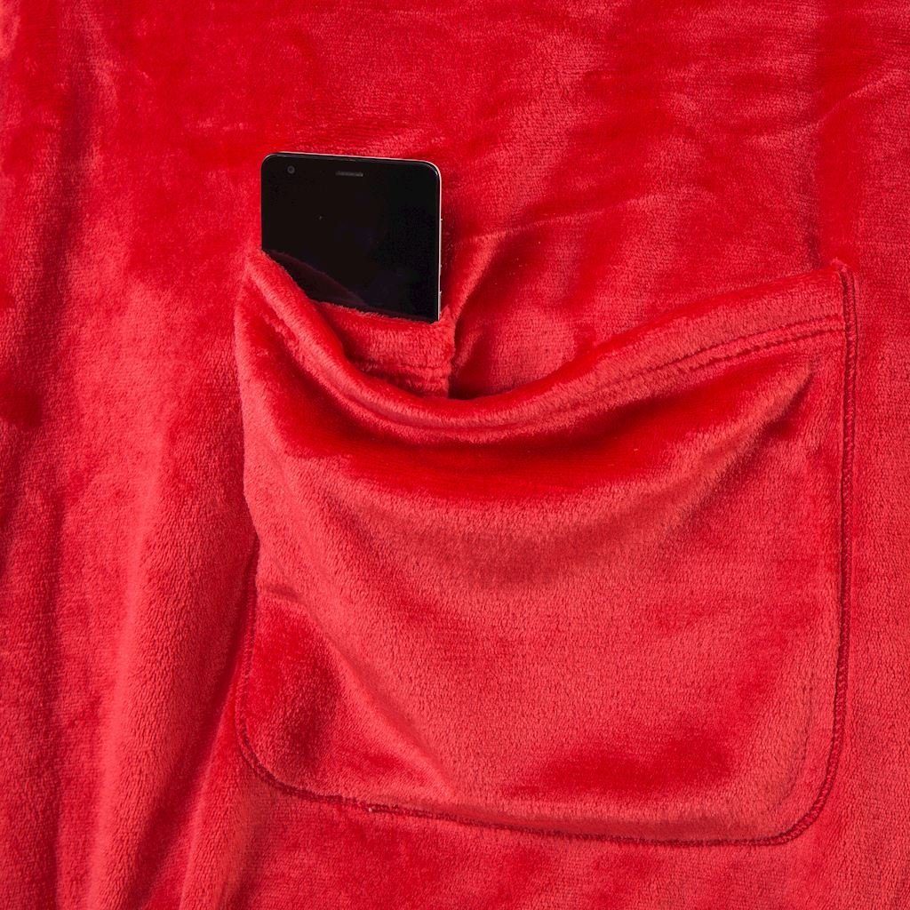 Tagesdecke Ärmeldecke Lazy - und Ärmeln TV red Blanket mit aufgenähten Tragbare DecoKing, Kuscheldecke Taschen