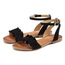 LASCANA offener Schuh, Sandale Sandalette, Sommerschuh aus hochwertigem Leder mit kleinen Rüschen