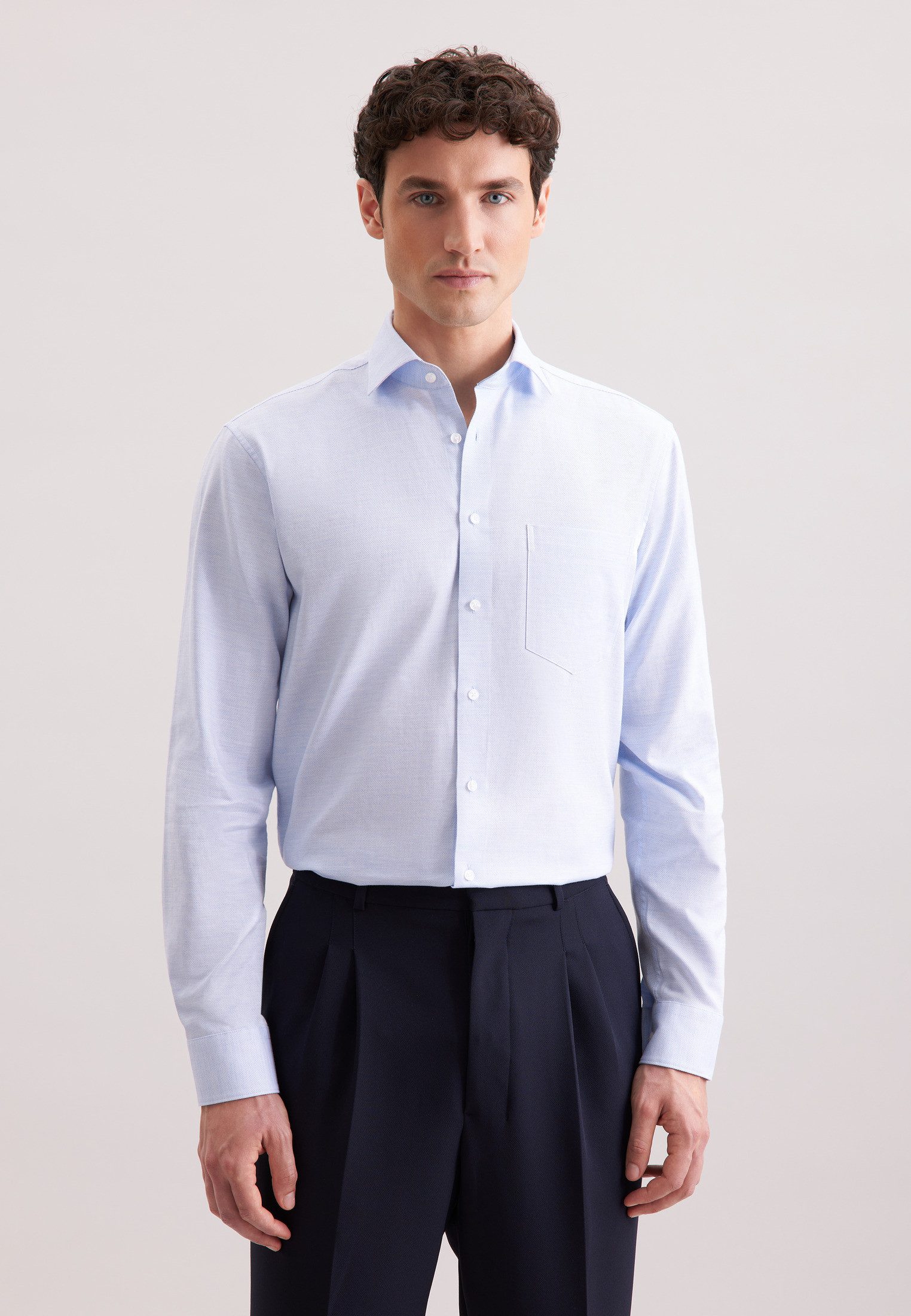 seidensticker Flanellhemd Schwarze Rose Comfort 1/1 Kentkragen Struktur günstig online kaufen