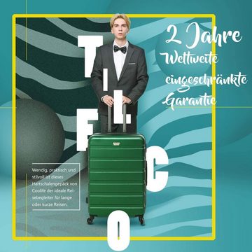 Coolife Kofferset Mit Hochwertige Materialien, 4 Rollen, Reisekoffer ardschale Boardcase Handgepäck mit TSA-Schloss Erweiterbar