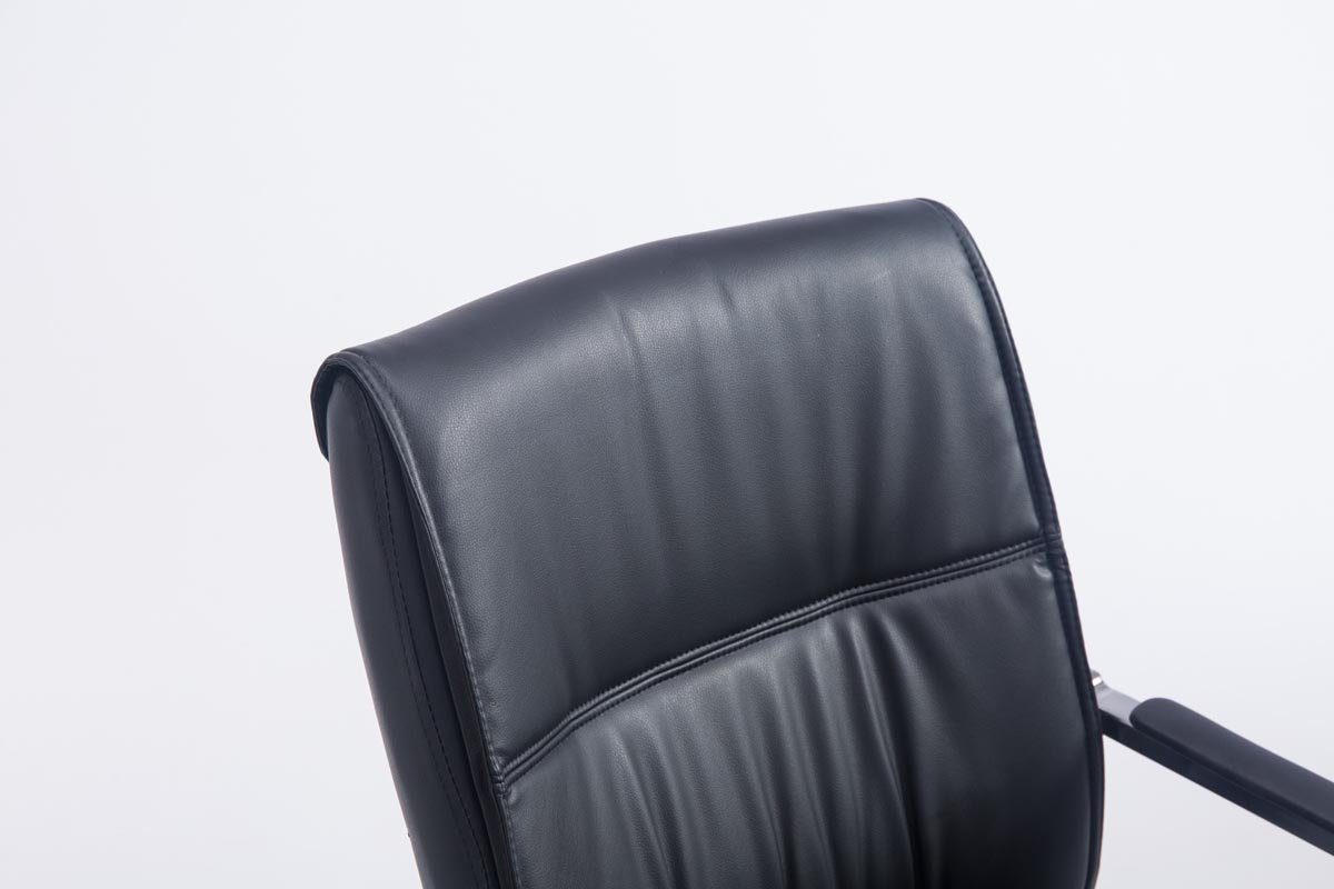 Metall chrom - Sitzfläche: Gestell: gepolsterter Wohnzimmerstuhl), - Besucherstuhl Esszimmerstuhl Konferenzstuhl schwarz Kunstleder mit Anobo hochwertig (Küchenstuhl TPFLiving - - Sitzfläche