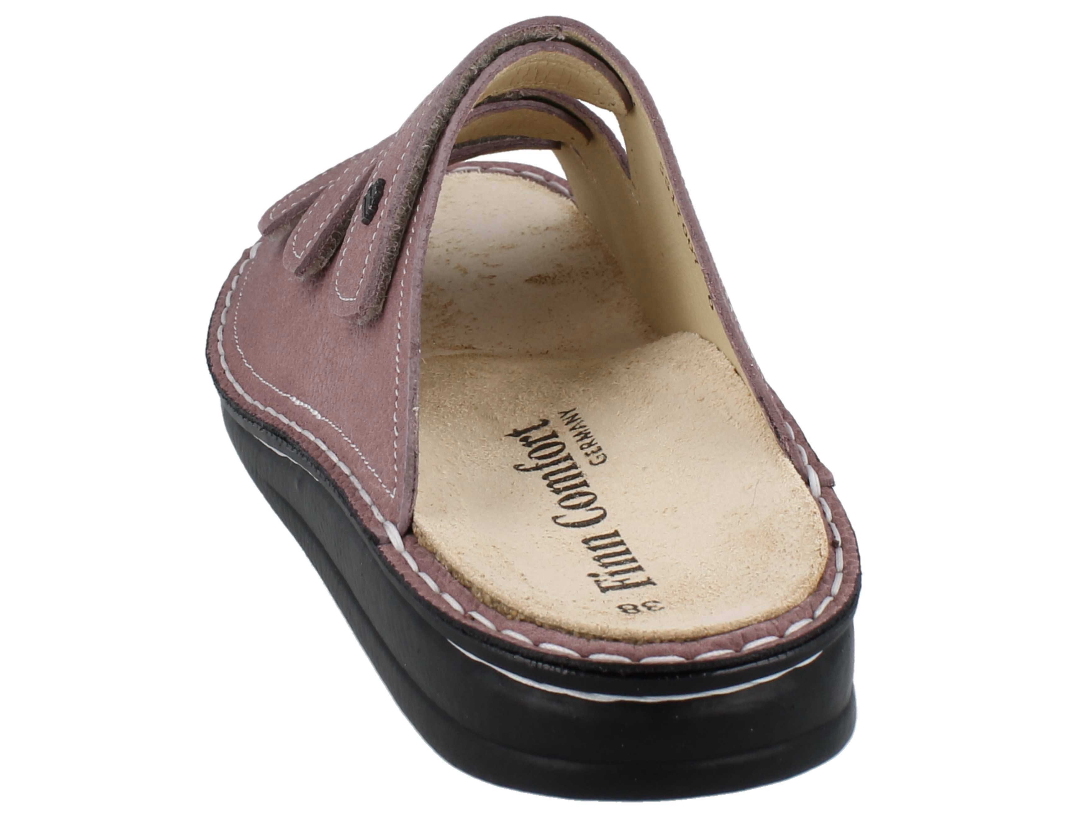 Finn Comfort FINN COMFORT Korfu Damen Pantolette rose genarbtes Nubukleder - Pantolette Wechselfußbett