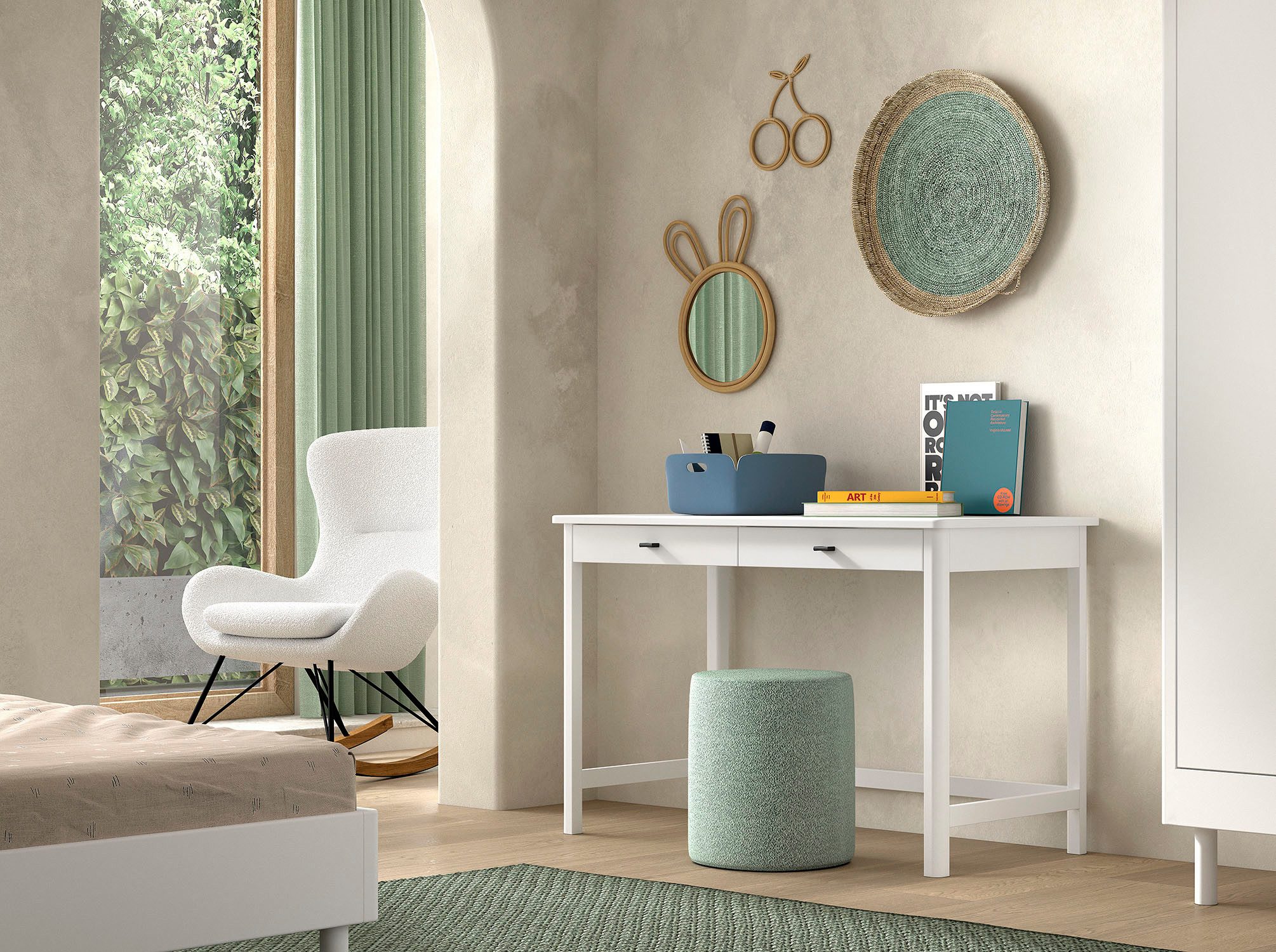Vipack Schreibtisch Schreibtisch Forrest aus Massivholz, Made in Europe, zeitloses Design (B/H/T ca. 120x77x60 cm, in zwei Ausführungen erhältlich), mit 2 Schubladen (Soft-Close), stabil und standfest gebaut