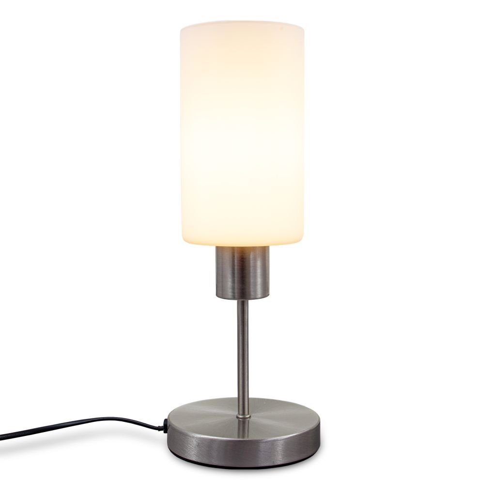 B.K.Licht Tischleuchte Glaslampe Schlafzimmer Dimmbar ohne Nachttischlampe E27 Leuchtmittel, - Tischlampe BKL1345, Ø130x345mm Touch Schreibtischlampe