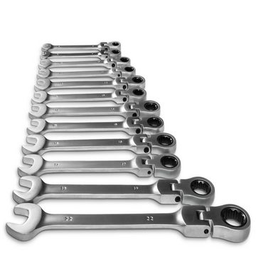 tectake Ratschenringschlüssel »Ratschenschlüssel Set mit flexiblen Gelenkköpfen«, flexibel; mit Gelenk