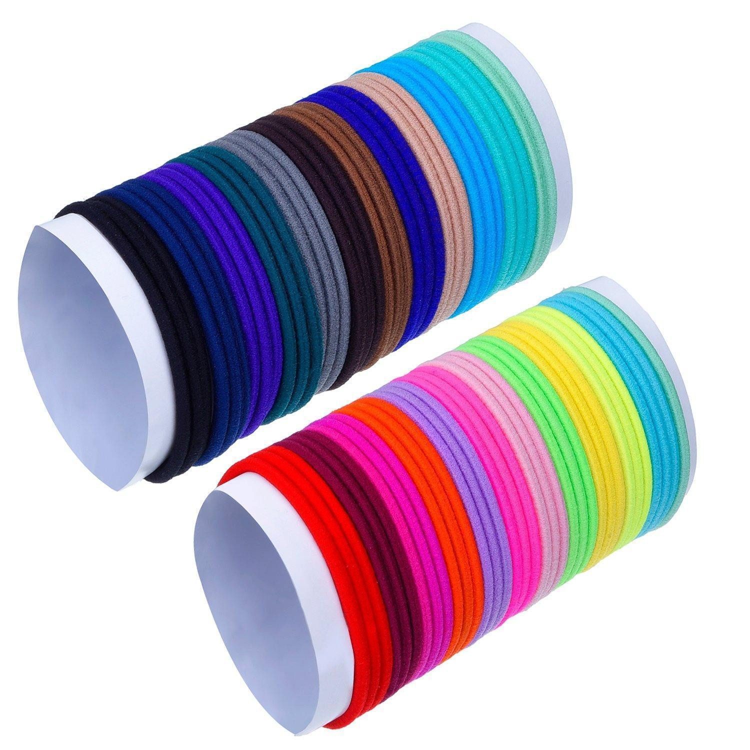 LuxusKollektion Haargummi 69er Pack Gummibänder 3mm mehrfarbig Haarbänder elastisch & metallfrei