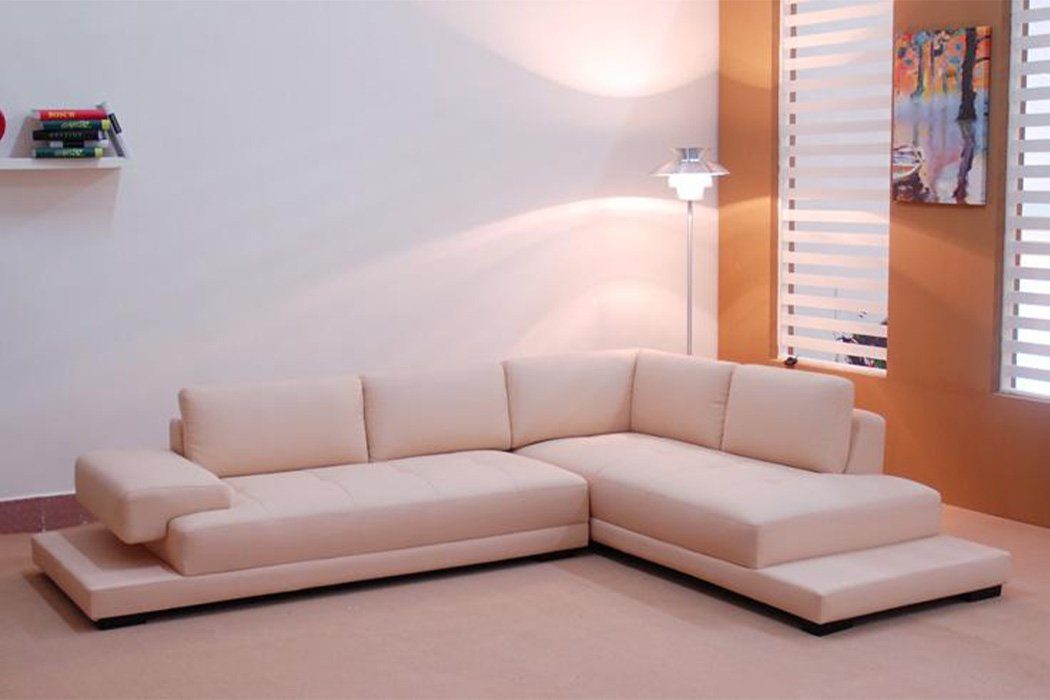 JVmoebel Ecksofa Ecksofa Leder Sofa Couch Polster Eck Sitz Wohnlandschaft Garnitur, Made in Europe Beige