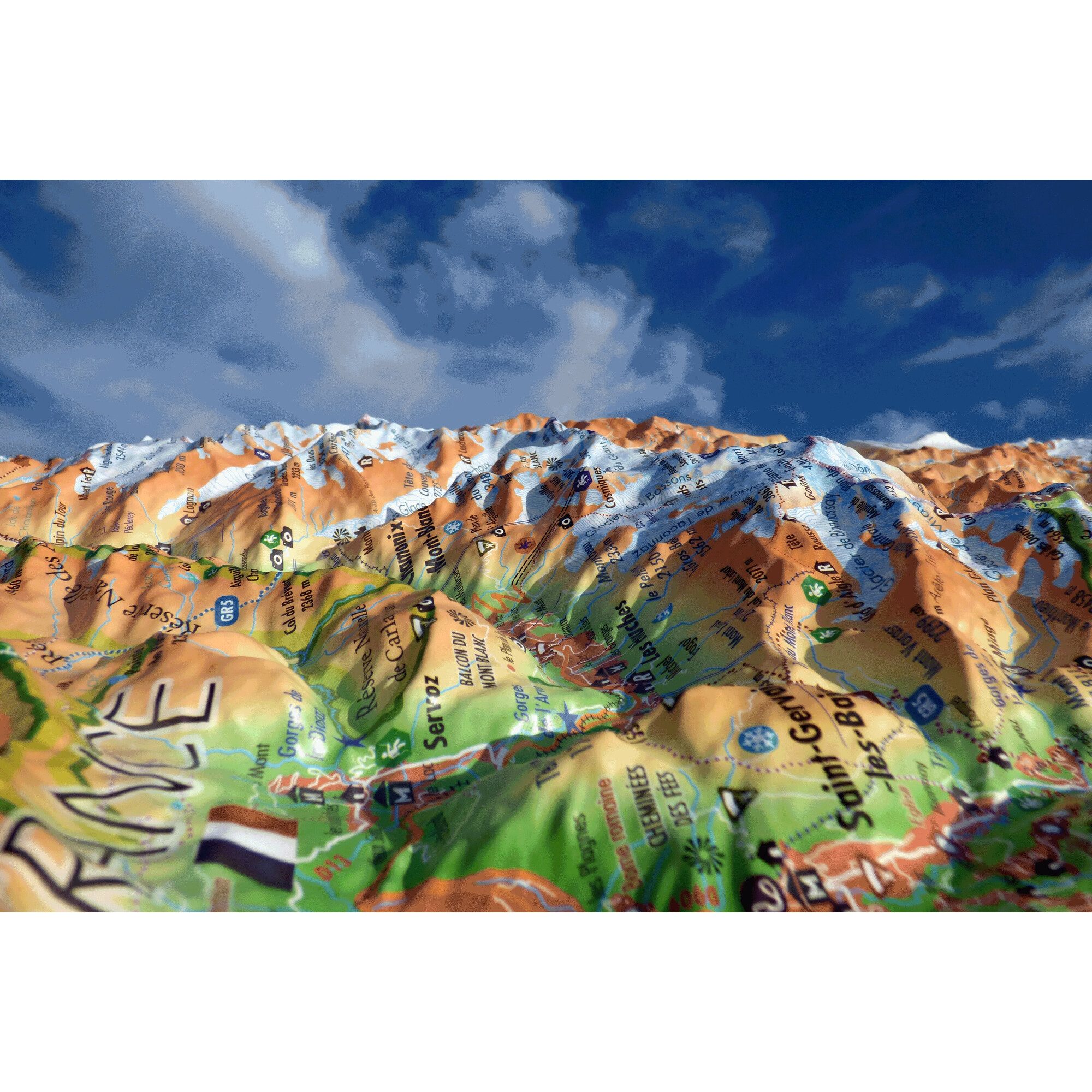 3Dmap Wandbild 3Dmap Regional-Karte Massif du Mont Blanc (41 cm x 61 cm)