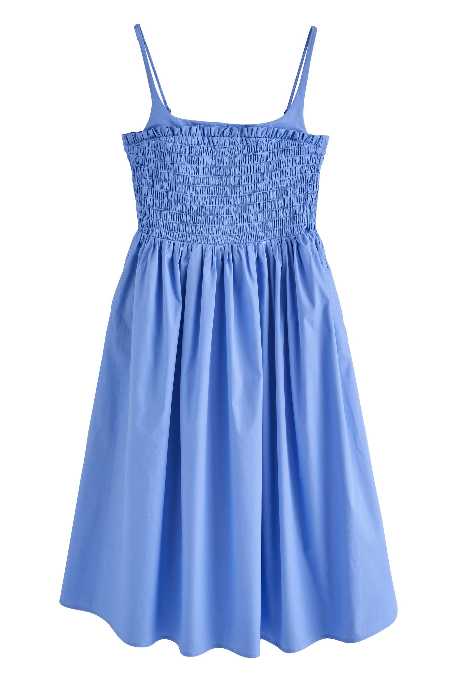 Midikleid Gesmoktes Midikleid mit Karree-Ausschnitt