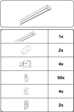 Vorhangschiene Aluminium-Vorhangschienen Set 2-Lauf, GARDINIA, 2-läufig, Fixmaß, Aluminium, 2-läufig