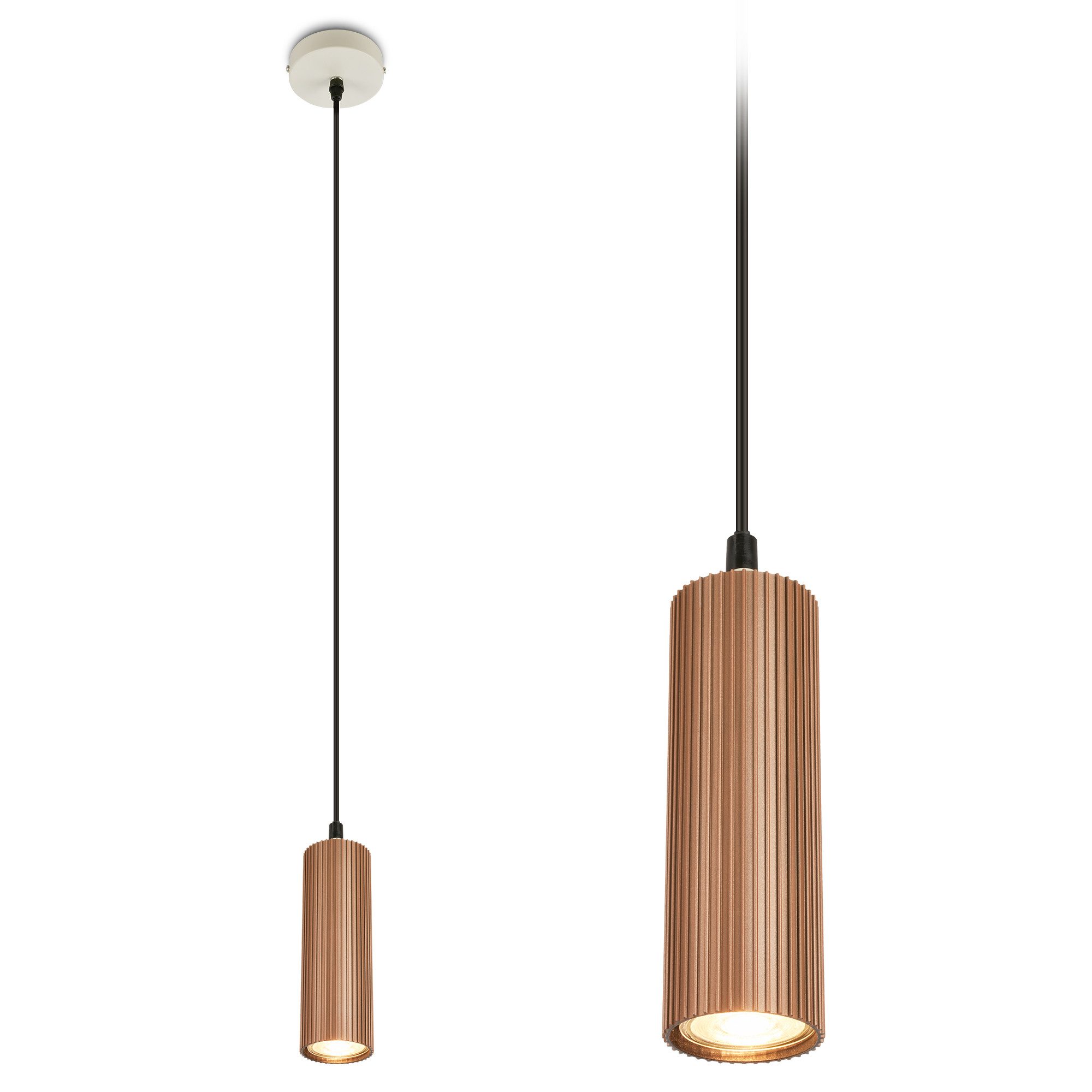 Briloner Leuchten LED Pendelleuchte Hängelampe Höhenverstellbar GU10 Riffle-Optik, 1-Flammig, ohne Leuchtmittel, Abhängig vom Leuchtmittel, 20x120 cm, Esszimmer, Esstisch, Wohnzimmer