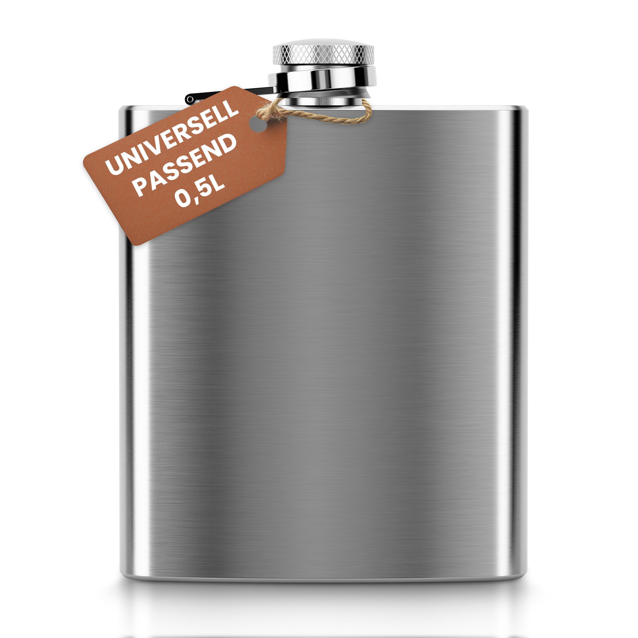 Oramics Плоская фляжка 0,5 L Edelstahl Плоская фляжка – Auslaufsichere Trinkflasche 500 ml Silber, Ideal für Camping, Festivals & Outdoor – stilvoll genießen überall