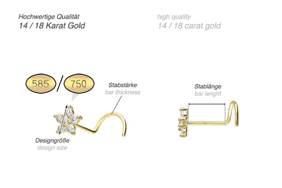 PIERCINGLINE Nasenpiercing 14/18 Karat Gold Nasenstecker günstig online kaufen