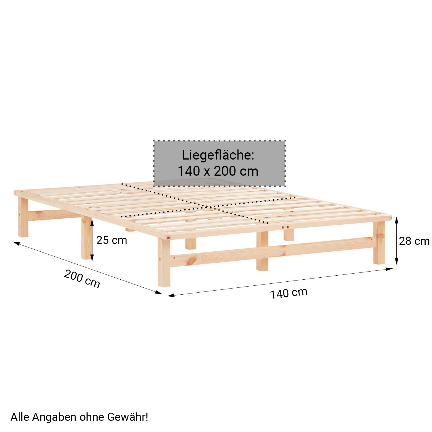 Homestyle4u Holzbett 90/100/140x200 Palettenbett Massivholzbett Futonbett günstig online kaufen