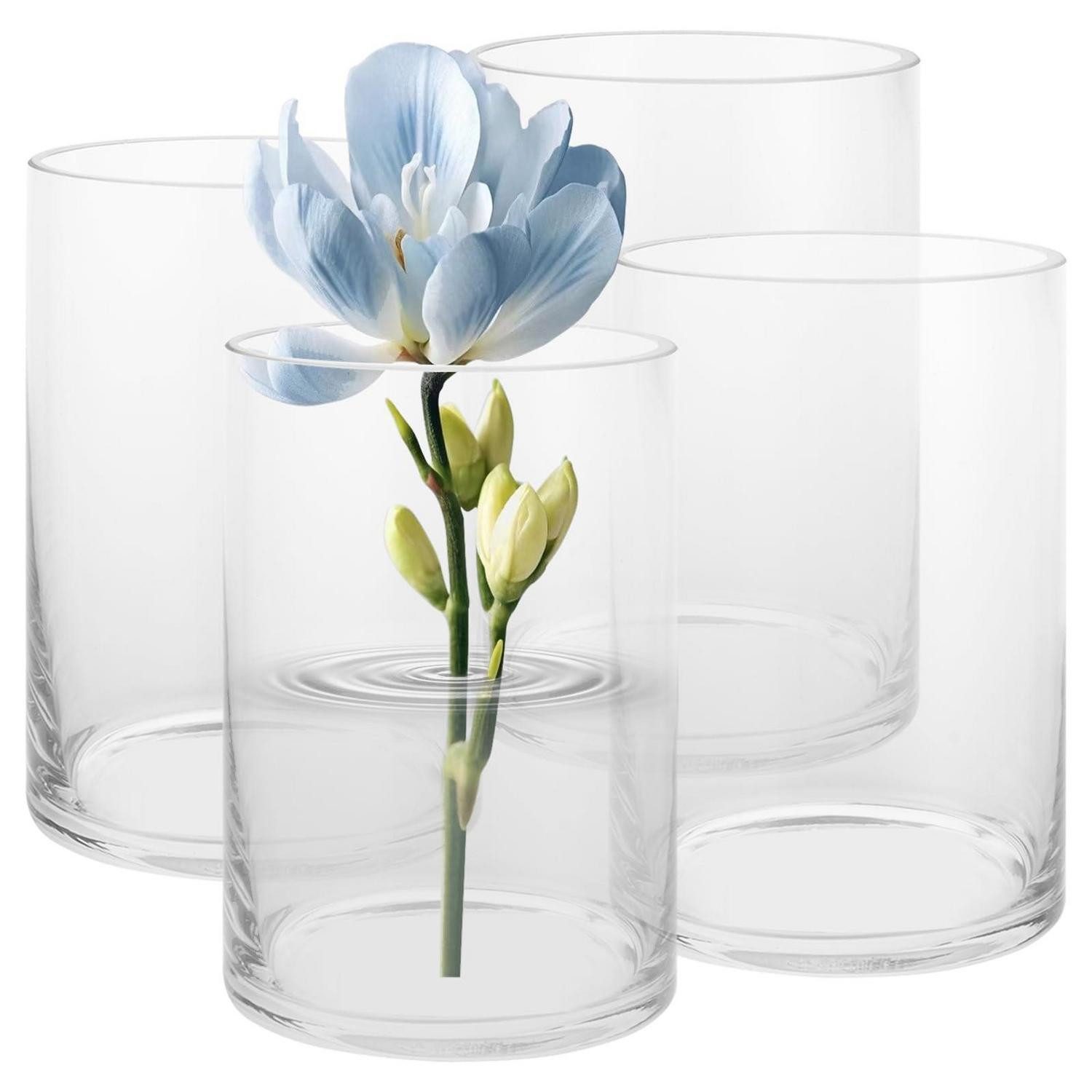 LuxusKollektion Tischvase Glaszylinder Vase 15cm hoch Ø10cm 4er Set (4 St)