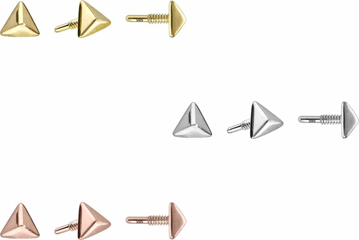 PIERCINGLINE Piercing-Set 14 Karat Gold Schraubaufsatz mit Außengewinde PYRAMIDE (Schraub-Aufsätze, 1-tlg)