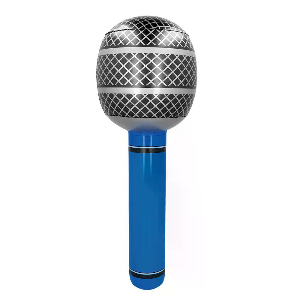 Boland Kostüm Aufblasbares Mikrofon 76 cm lustiges Party Accessoire für Karaoke Show, Lustiges Party Gadget in Silber-Blau Optik