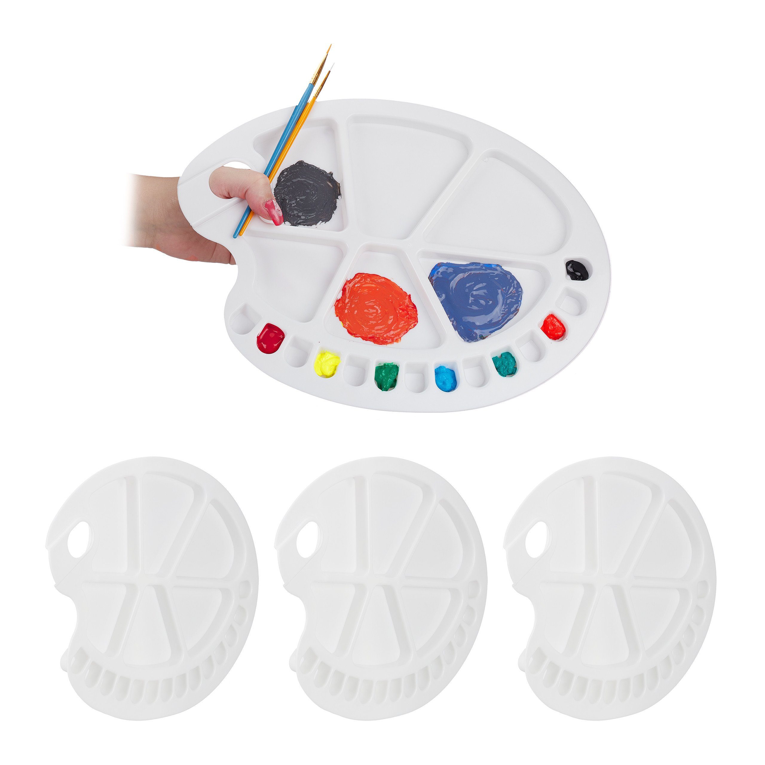 Kunststoff-Palette Mit 33 Rastern – 268x160 Mm, Weiß, Faltbar Für Aquarell & Malerei
