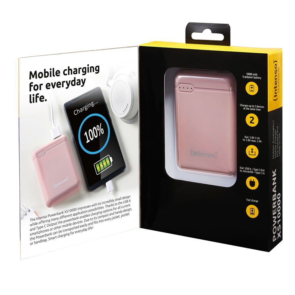 Intenso Powerbank mobile Slim XS 10000 mAh Typ A / C USB OUT rose Powerbank – Bild 3 von 5