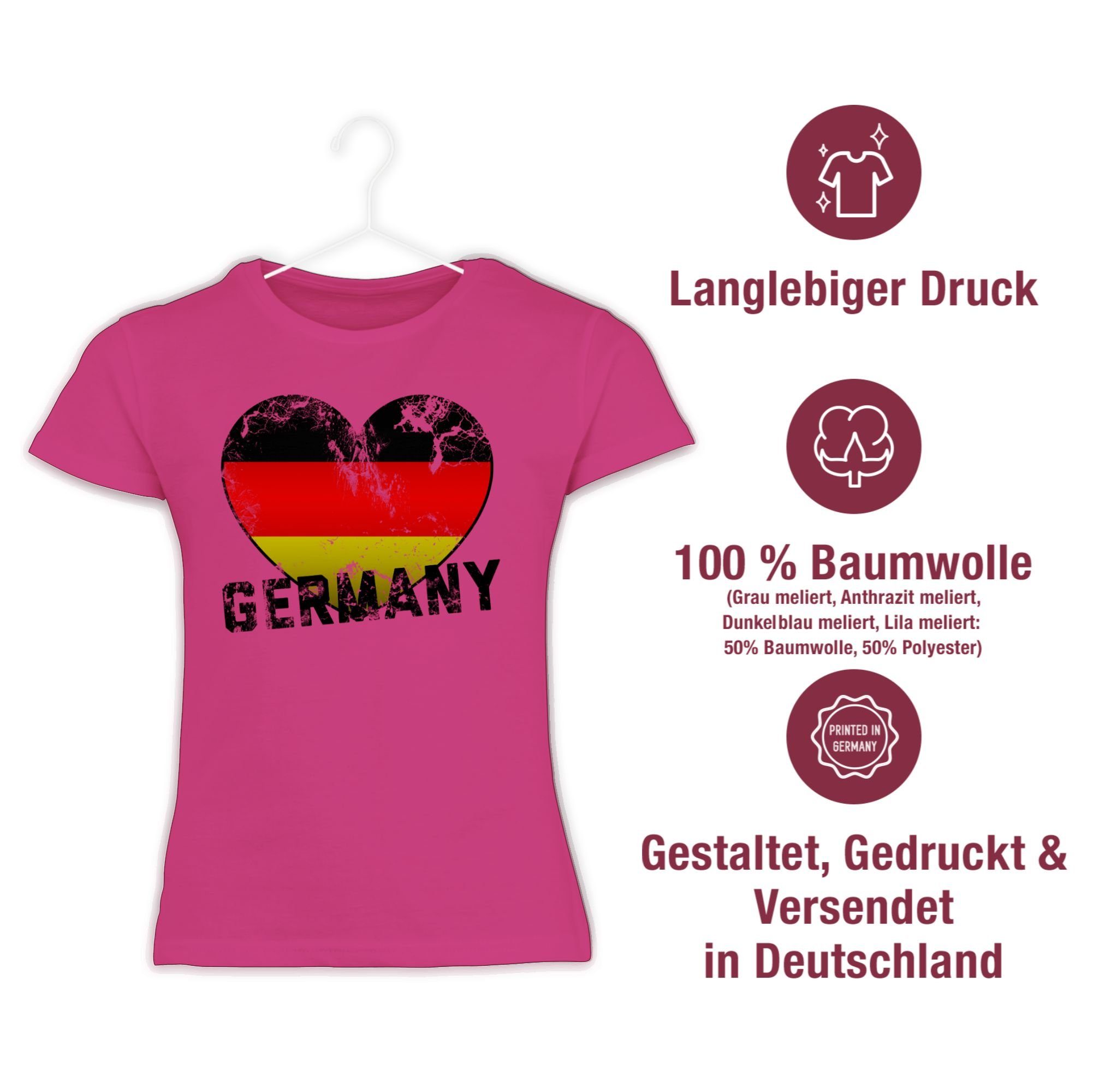 Vintage EM 2024 Fuchsia Kinder Germany T-Shirt Shirtracer 2 Fussball Herz