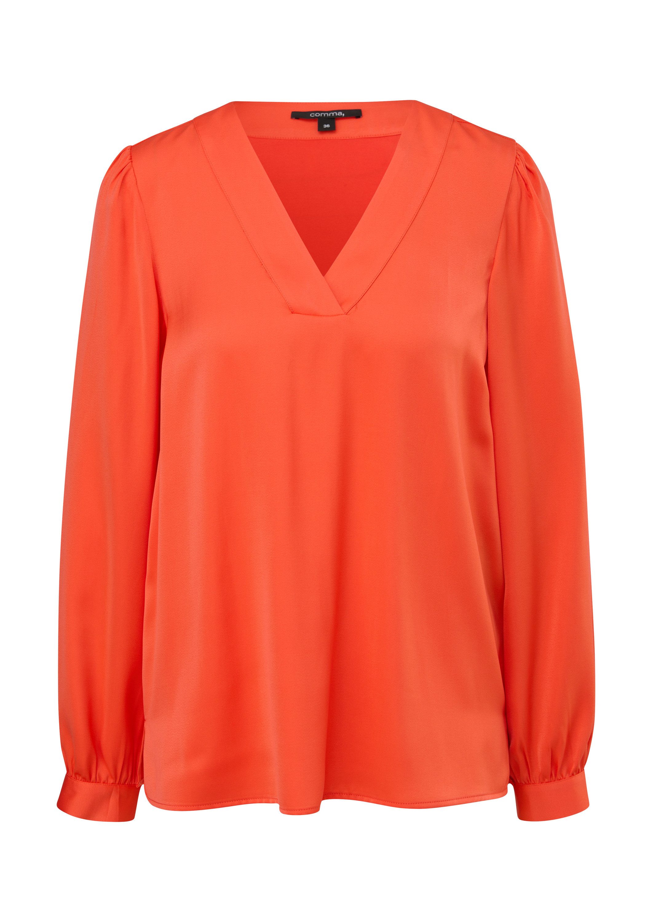 comma Langarmbluse Bluse Satinbluse aus Viskosemix