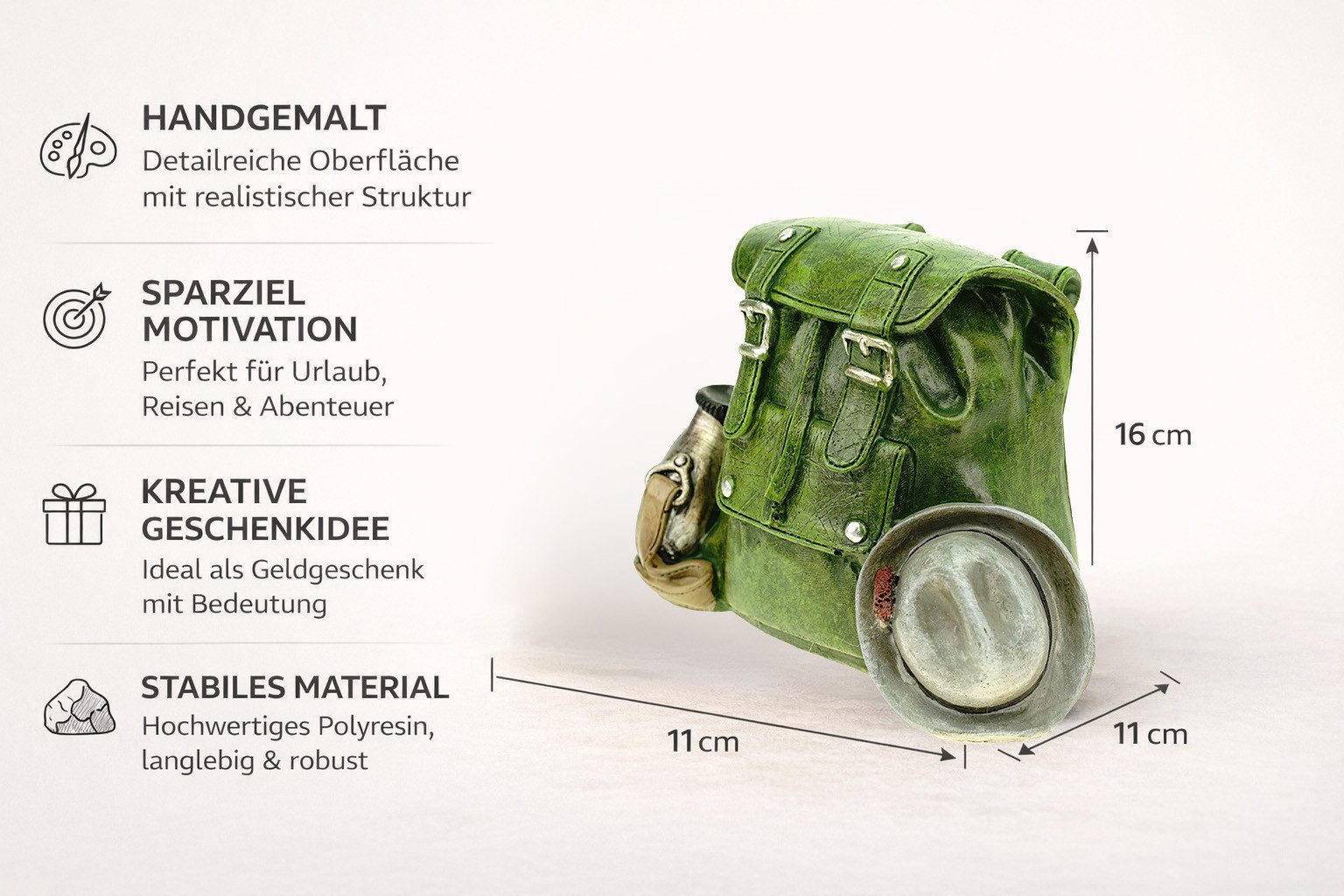 Udo Schmidt Bremen...das Original Spardose Spardose Rucksack 16 cm Polyresin Sparschwein wandern Urlaub Berg – Bild 3 von 5