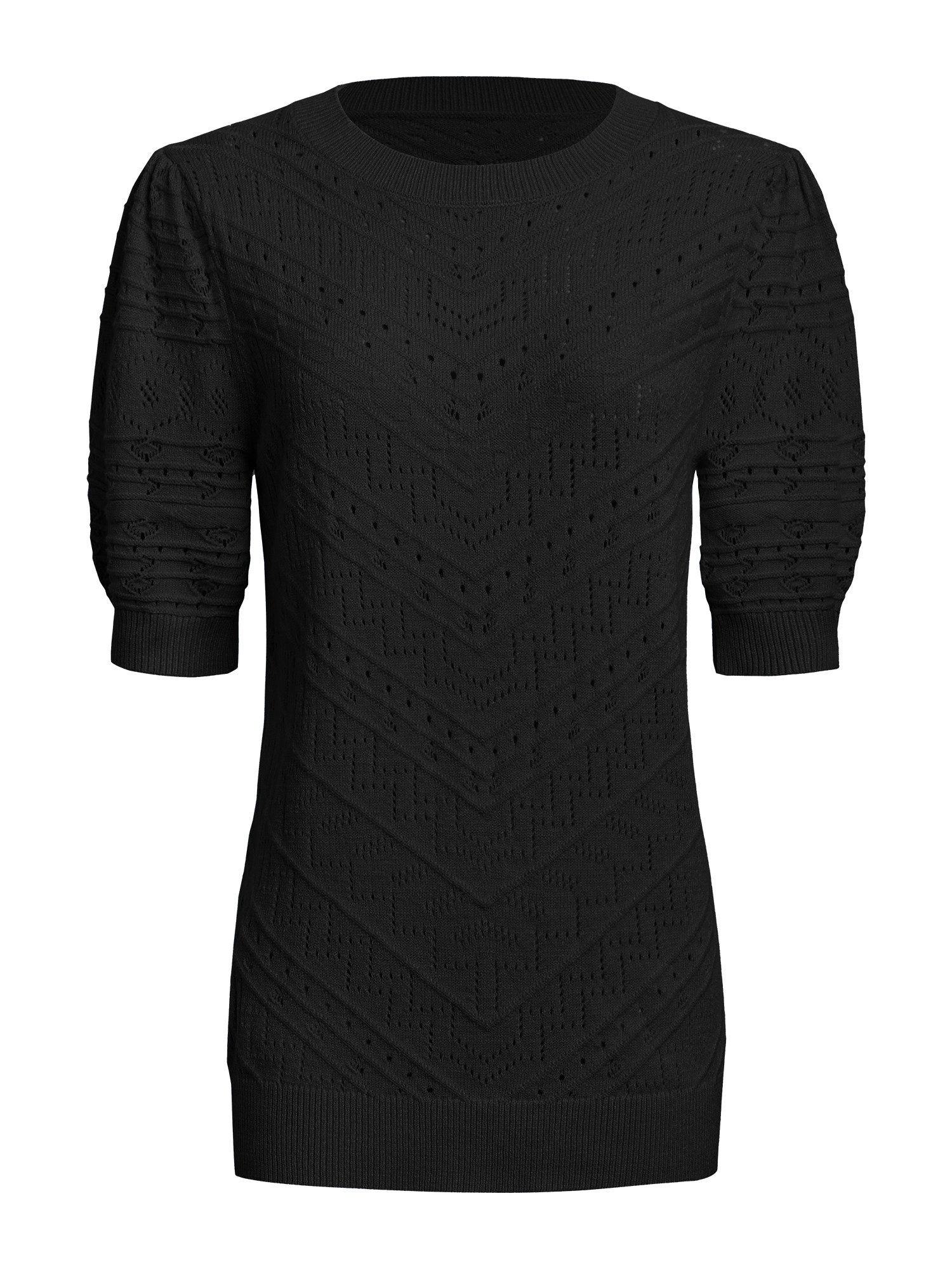 Imily Bela Kurzarmpullover Damen Niedliches Pullover-Shirt (Packung, 1-tlg., 1per-Pack) Rippstrick