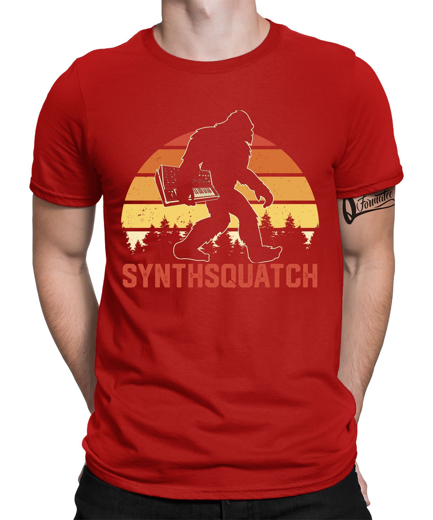 Quattro Formatee Kurzarmshirt Synthsquatsch - Elektronische Musiker Synthesizer Herren T-Shirt (1-tlg) Rot
