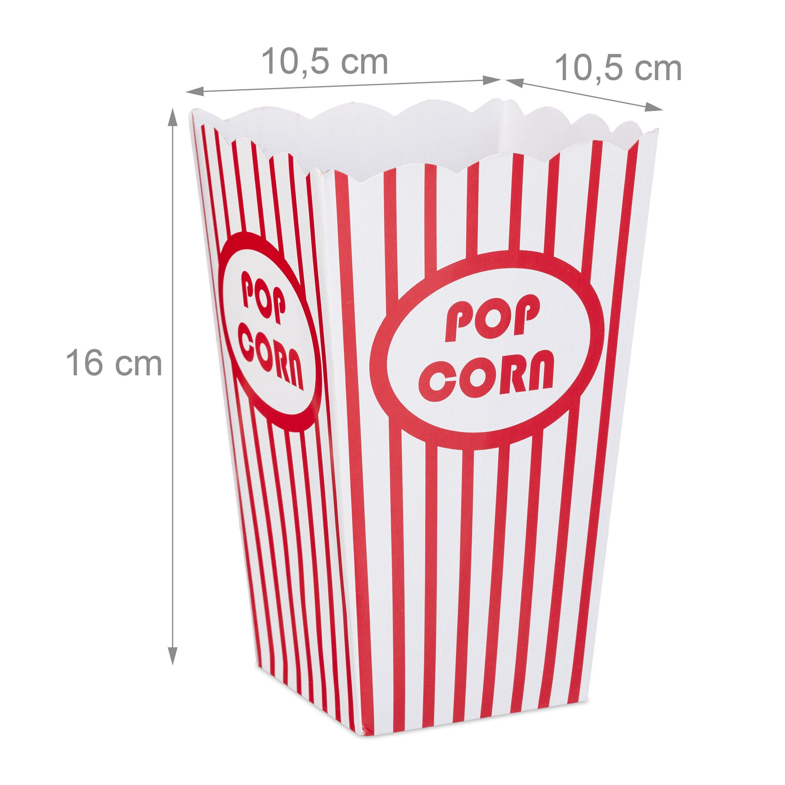 Pappe Popcorntüten relaxdays Snackschale rot/weiß, 72er Set