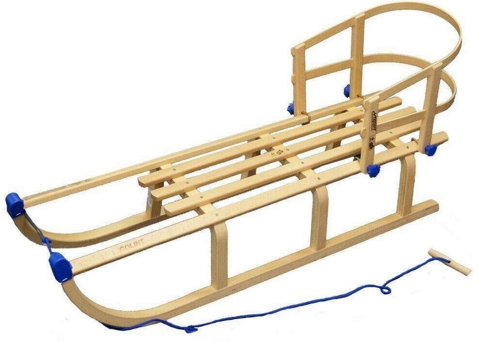 COLINT Davoser Schlitten Davos 110 mit Holzlehne und Leine (Set, 3-tlg)