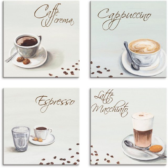 Artland Leinwandbild »Cappuccino Espresso Latte Macchiato«, Getränke (4 Stück)-Otto