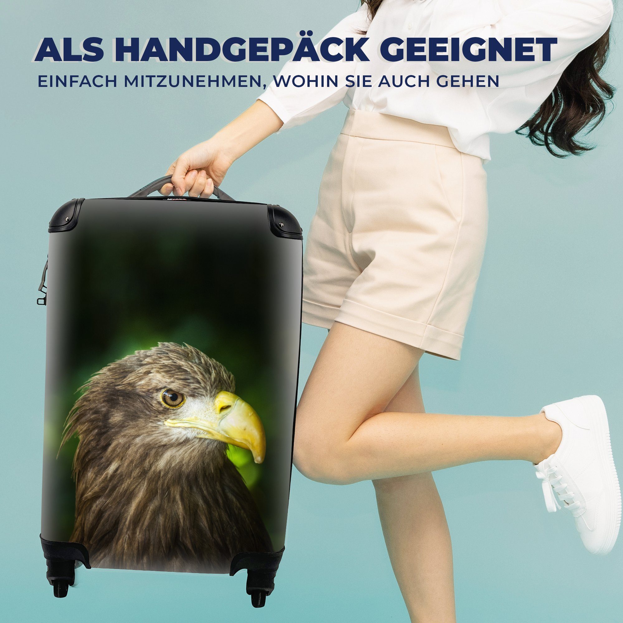 zur Ein Seeadler Trolley, Handgepäck Handgepäckkoffer rollen, 4 schaut Rollen, für Seite, Ferien, mit MuchoWow Reisekoffer Reisetasche