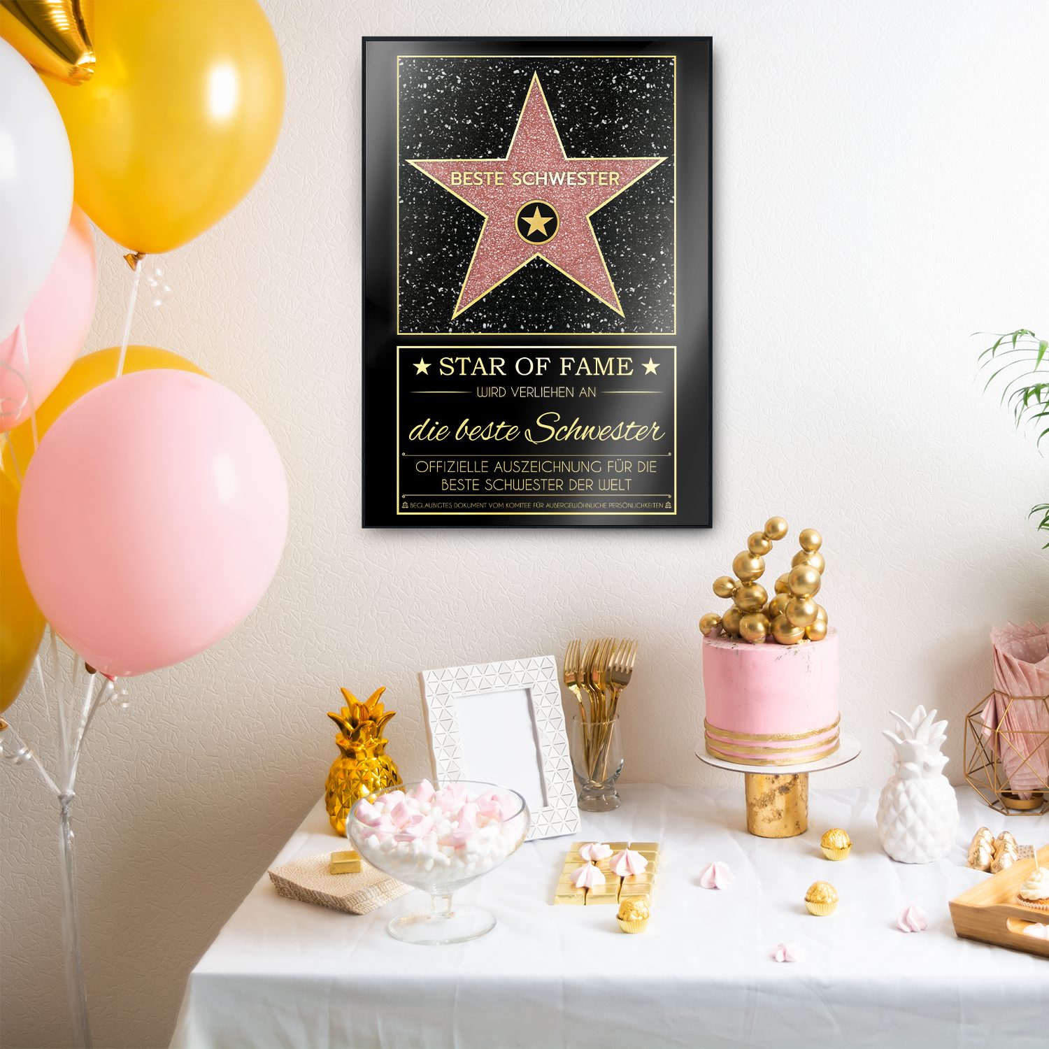 Tigerlino Poster Beste Schwester Hollywood Stern Urkunde Geburtstag Geschenk Schwester – Bild 2 von 4