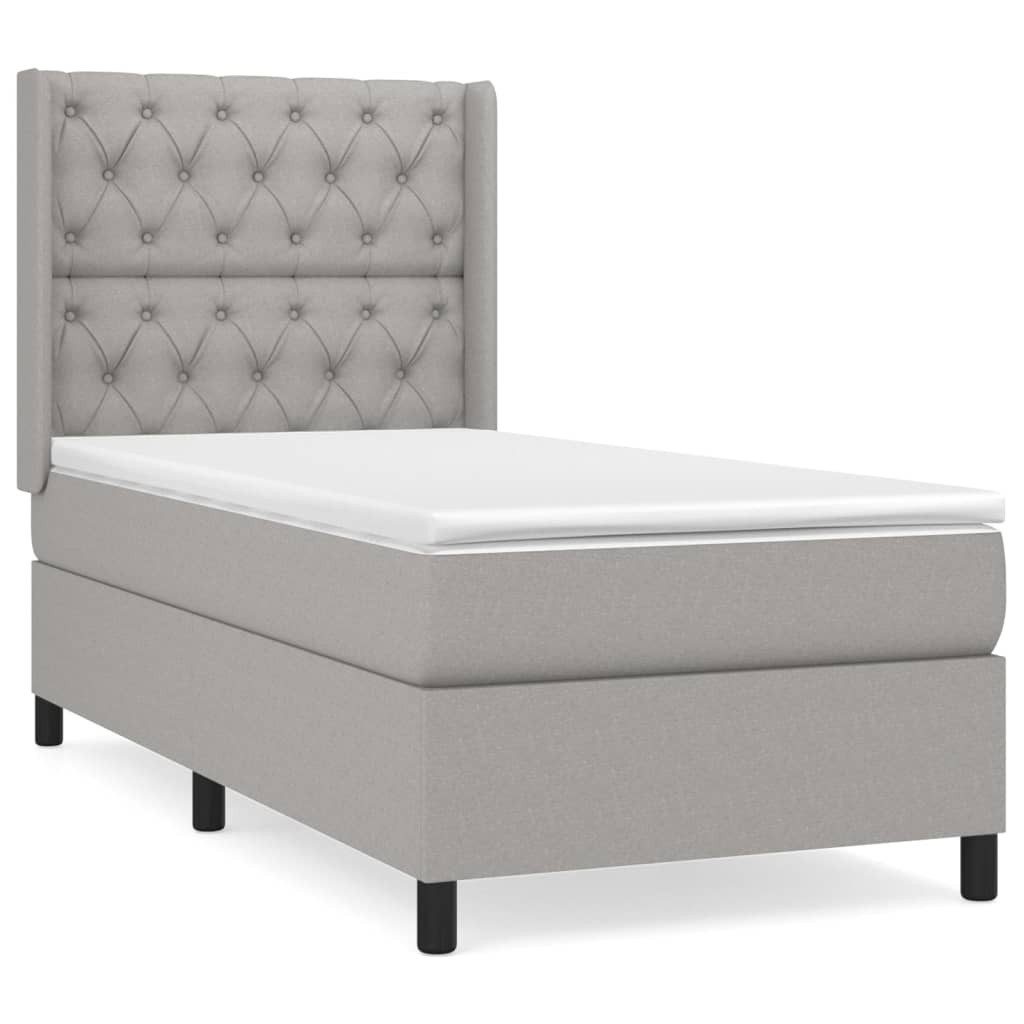 vidaXL Boxspringbett, Boxbett mit Matratze Hellgrau 80x200 cm Stoff günstig online kaufen