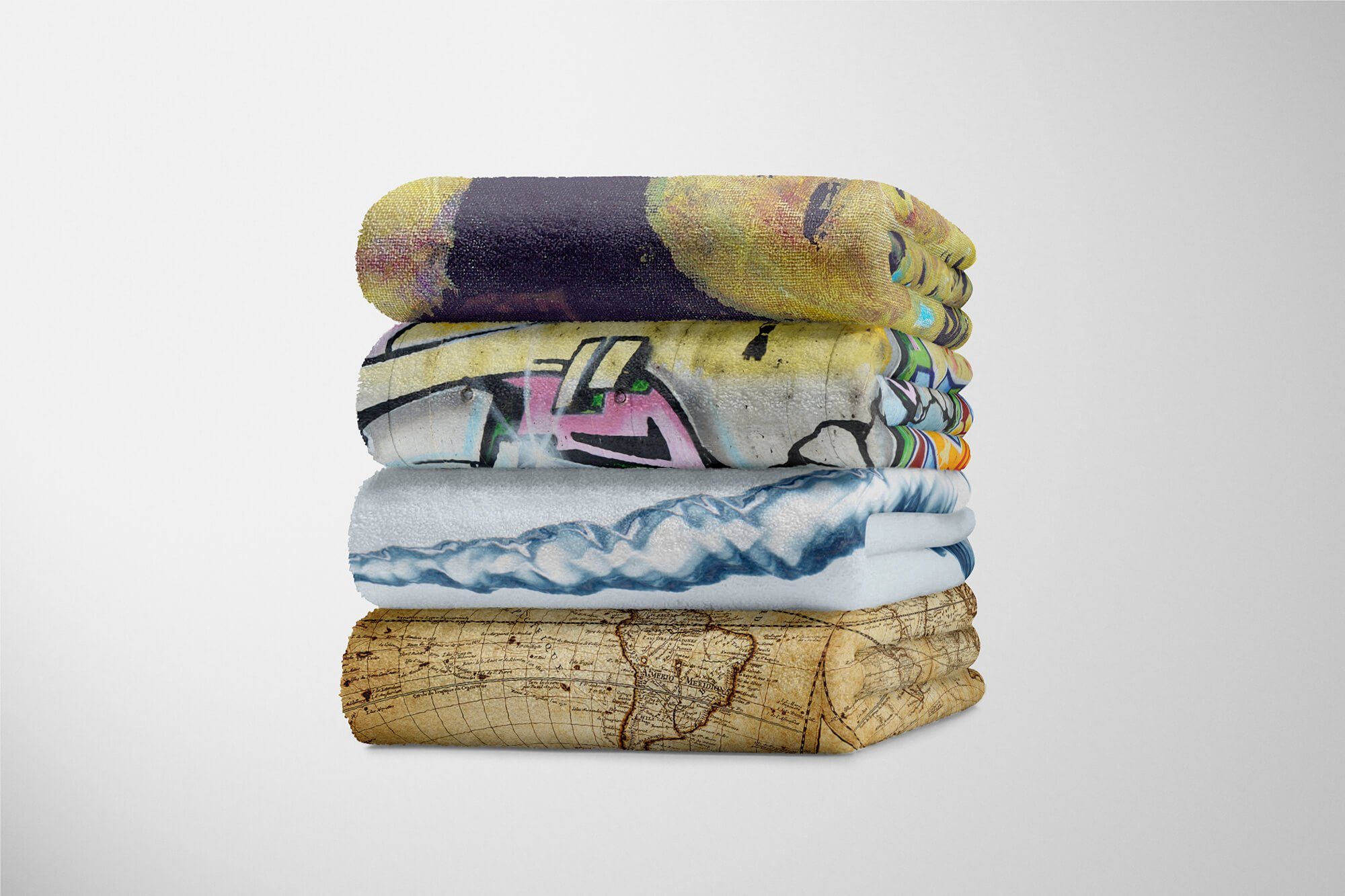 Sinus Art Handtücher Handtuch Strandhandtuch (1-St), Baumwolle-Polyester-Mix Wirbel, Handtuch mit Saunatuch Fotomotiv Wasser Blau Kuscheldecke